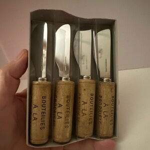 Wine Cork Cheese/Butter Spreader Set Of 4 Stainless Steel Knife New